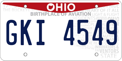 OH license plate GKI4549
