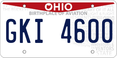 OH license plate GKI4600