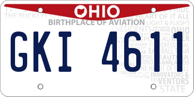 OH license plate GKI4611