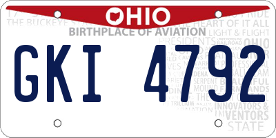 OH license plate GKI4792