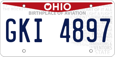 OH license plate GKI4897