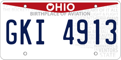 OH license plate GKI4913