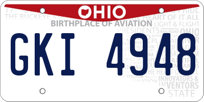 OH license plate GKI4948