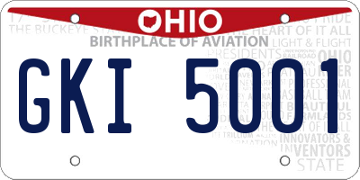 OH license plate GKI5001