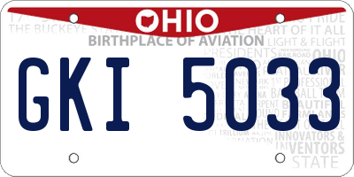 OH license plate GKI5033