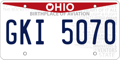 OH license plate GKI5070
