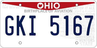 OH license plate GKI5167