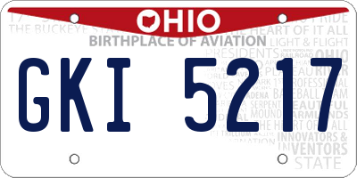 OH license plate GKI5217