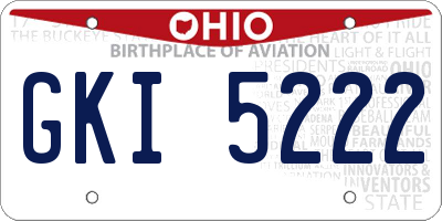 OH license plate GKI5222