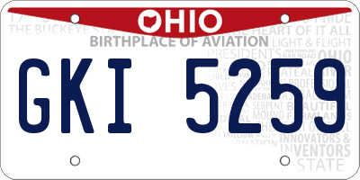 OH license plate GKI5259