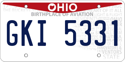 OH license plate GKI5331
