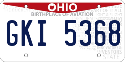 OH license plate GKI5368