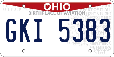OH license plate GKI5383