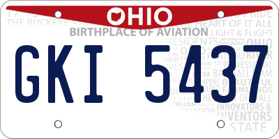 OH license plate GKI5437