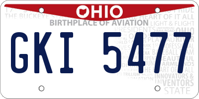 OH license plate GKI5477