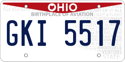 OH license plate GKI5517