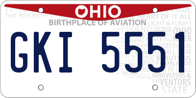 OH license plate GKI5551