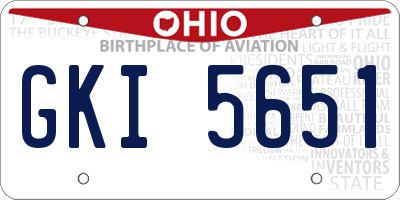 OH license plate GKI5651