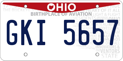 OH license plate GKI5657