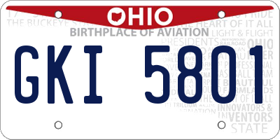 OH license plate GKI5801