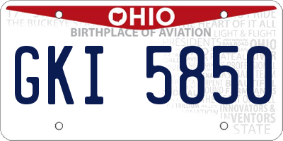 OH license plate GKI5850