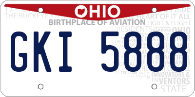 OH license plate GKI5888