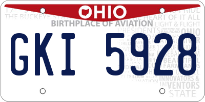 OH license plate GKI5928