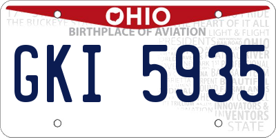 OH license plate GKI5935