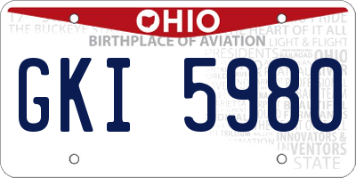 OH license plate GKI5980