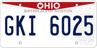 OH license plate GKI6025