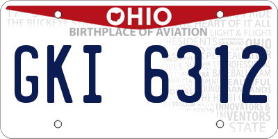OH license plate GKI6312
