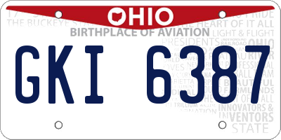 OH license plate GKI6387