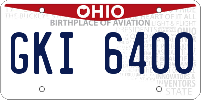 OH license plate GKI6400
