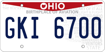 OH license plate GKI6700