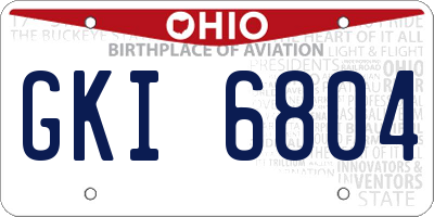 OH license plate GKI6804