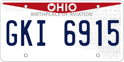 OH license plate GKI6915