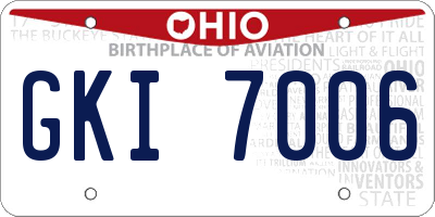 OH license plate GKI7006