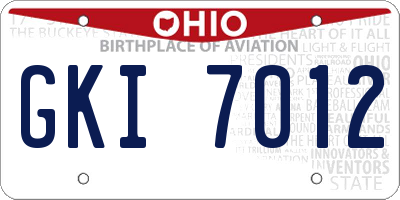 OH license plate GKI7012