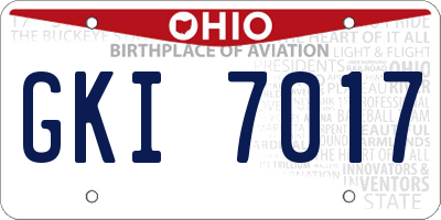 OH license plate GKI7017