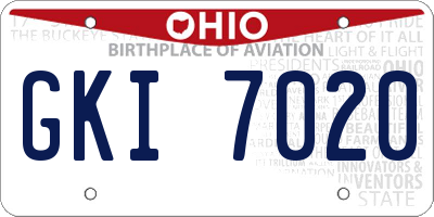 OH license plate GKI7020