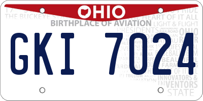 OH license plate GKI7024