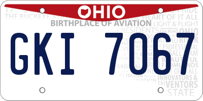 OH license plate GKI7067