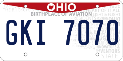 OH license plate GKI7070