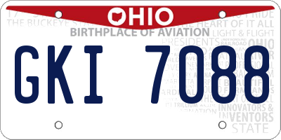 OH license plate GKI7088