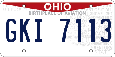 OH license plate GKI7113