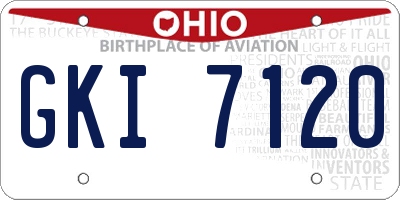 OH license plate GKI7120