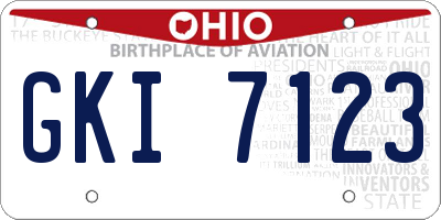 OH license plate GKI7123