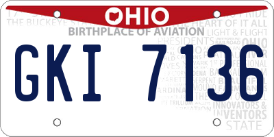 OH license plate GKI7136