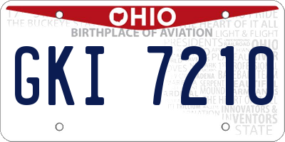 OH license plate GKI7210