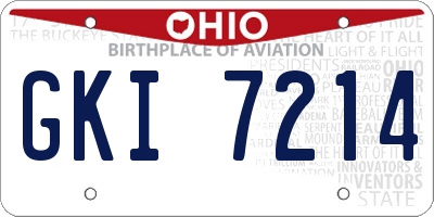 OH license plate GKI7214